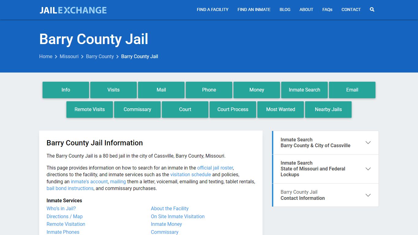 Barry County Jail, MO Inmate Search, Information
